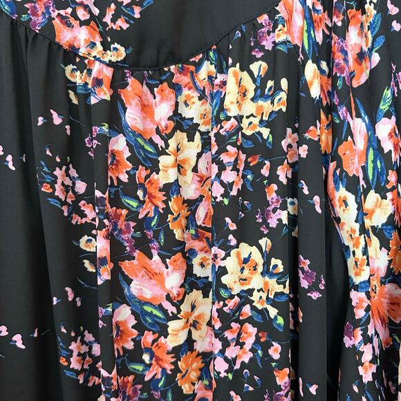 Umgee Dark Floral Boho Kimono Cardigan Size M/L Open Front Crochet Trim Festival - Picture 6 of 8